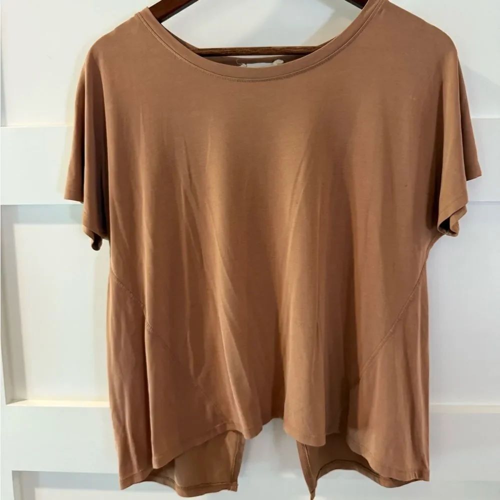 Double Zero Open Cross Back Brown Women's Top
